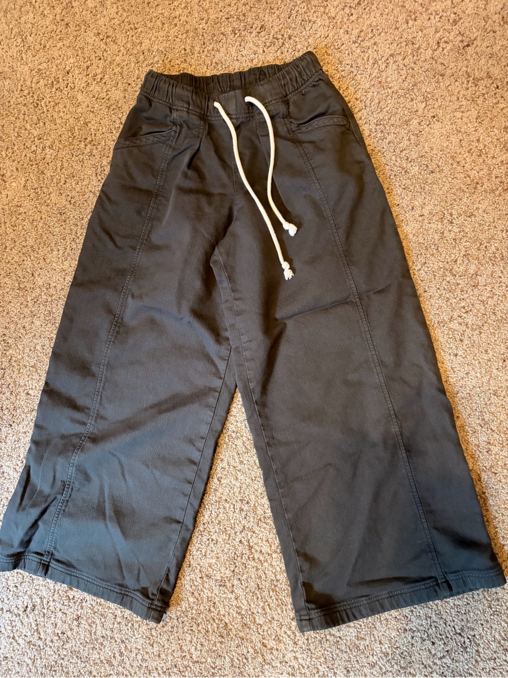 aerie Black Wide-Leg Drawstring Lounge Pants